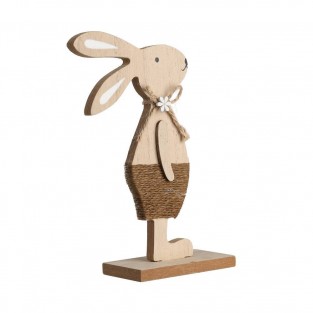 427837 Статуэтка Заяц BALMAHA, L145, B50, H190, дерево/джут, натуральный, коричневый, белый