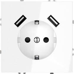 Розетка встраиваемая VOLTUM S70 с заземлением и защитными шторками, 16А, с USB, A+A, (белый глянцевый) Розетка встраиваемая VOLTUM S70 с заземлением и защитными шторками, 16А, с USB, A+A, (белый глянцевый)