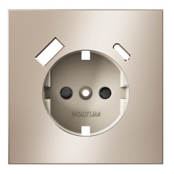 Накладка для розетки с заземлением и защитными шторками, с USB A+C, S70 Metal (платина) Накладка для розетки с заземлением и защитными шторками, с USB A+C, S70 Metal (платина)