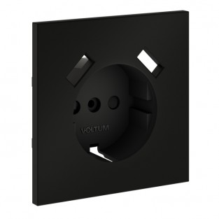 Накладка для розетки с заземлением и защитными шторками, с USB A+A, S70 (черный матовый)