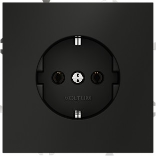 Розетка встраиваемая VOLTUM S70 с заземлением 16А, (черный матовый)