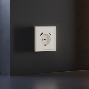 Накладка для розетки с заземлением и защитными шторками, с USB A+C, S70 (хлопок)