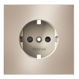 Накладка для розетки с заземлением и защитными шторками, S70 Metal (платина)