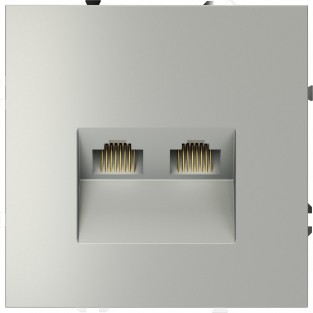 Розетка компьютерная встраиваемая VOLTUM S70 двойная RJ45+RJ45 кат.6, (сталь)