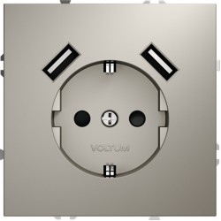 Розетка встраиваемая VOLTUM S70 с заземлением и защитными шторками, 16А, с USB, A+A, (кашемир) Розетка встраиваемая VOLTUM S70 с заземлением и защитными шторками, 16А, с USB, A+A, (кашемир)