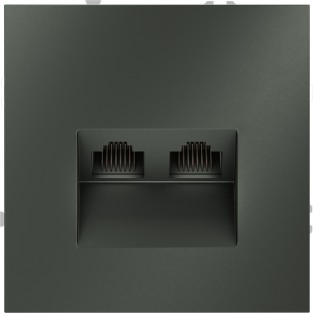 Розетка компьютерная встраиваемая VOLTUM S70 двойная RJ45+RJ45 кат.6, (титан)