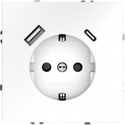 Розетка встраиваемая VOLTUM S70 с заземлением и защитными шторками, 16А, с USB, A+С, (белый матовый) Розетка встраиваемая VOLTUM S70 с заземлением и защитными шторками, 16А, с USB, A+С, (белый матовый)
