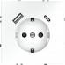 Розетка встраиваемая VOLTUM S70 с заземлением и защитными шторками, 16А, с USB, A+С, (белый матовый) Voltum