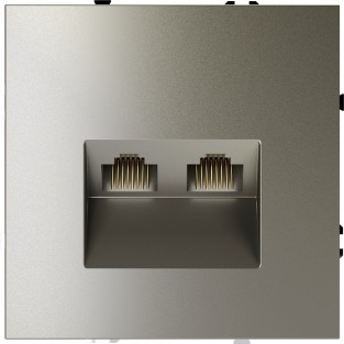Розетка компьютерная встраиваемая VOLTUM S70 двойная RJ45+RJ45 кат.6, (шелк)