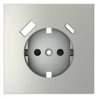 Накладка для розетки с заземлением и защитными шторками, с USB A+C, S70 (сталь)