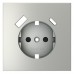 Накладка для розетки с заземлением и защитными шторками, с USB A+C, S70 (сталь) Voltum