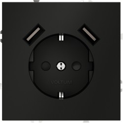 Розетка встраиваемая VOLTUM S70 с заземлением и защитными шторками, 16А, с USB, A+A, (черный матовый) Розетка встраиваемая VOLTUM S70 с заземлением и защитными шторками, 16А, с USB, A+A, (черный матовый)