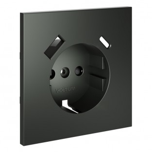 Накладка для розетки с заземлением и защитными шторками, с USB A+C, S70 (титан)