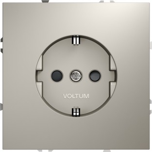 Розетка встраиваемая VOLTUM S70 с заземлением и защитными шторками, 16А, (кашемир)