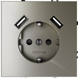 Розетка встраиваемая VOLTUM S70 с заземлением и защитными шторками, 16А, с USB, A+A, (шелк) Voltum Розетка встраиваемая VOLTUM S70 с заземлением и защитными шторками, 16А, с USB, A+A, (шелк) Voltum