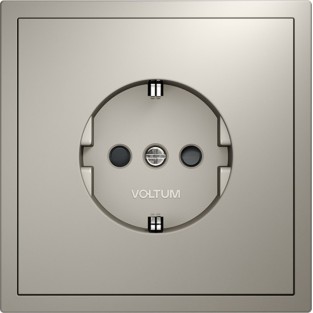 Розетка встраиваемая VOLTUM S70 с заземлением и защитными шторками, 16А, (кашемир)
