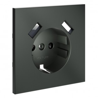 Накладка для розетки с заземлением и защитными шторками, с USB A+A, S70 (титан)