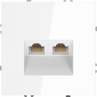 Розетка компьютерная встраиваемая VOLTUM S70 двойная RJ45+RJ45 кат.6, (белый глянцевый)