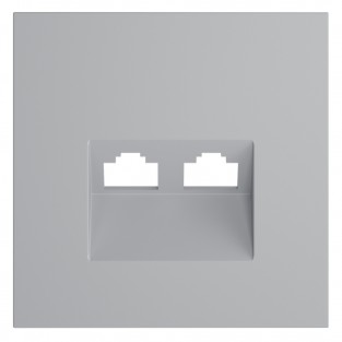 Накладка для розетки компьютерной двойной RJ45+RJ45 кат.6, S70 (серый)