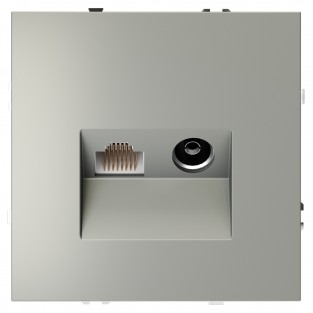 Розетка телевизионная встраиваемая VOLTUM S70 TV+RJ45 кат. 6, (сталь)