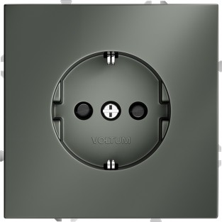 Розетка встраиваемая VOLTUM S70 с заземлением и защитными шторками, 16А, (титан)