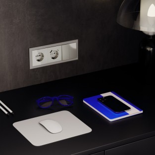 Розетка встраиваемая VOLTUM S70 с заземлением и защитными шторками, 16А, с USB, A+С, (шелк)
