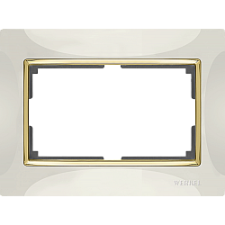 Рамка для двойной розетки (слоновая кость/золото) WL03-Frame-01-DBL-ivory-GD