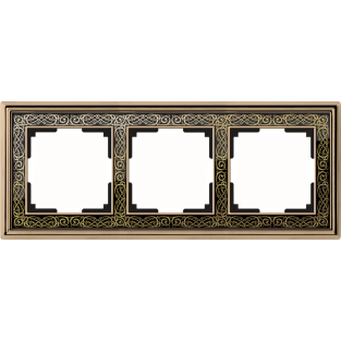 Рамка на 3 поста (золото/черный) WL77-Frame-03