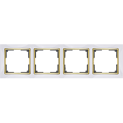 Рамка на 4 поста (белый/золото) WL03-Frame-04-white-GD
