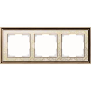Рамка на 3 поста (золото/белый) WL77-Frame-03