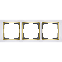 Рамка на 3 поста (белый/золото) WL03-Frame-03-white-GD