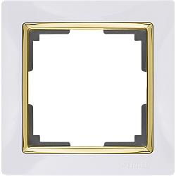 Рамка на 1 пост (белый/золото) WL03-Frame-01-white-GD
